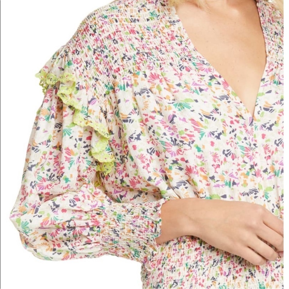 Tanya Taylor Imogen Dress in Confetti - Floral Smocked Dress - size XS - EUC - Picture 4 of 16